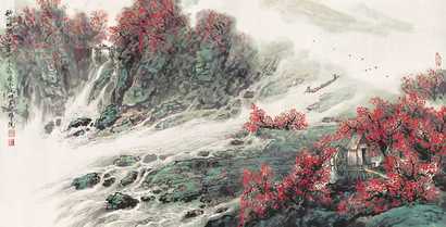 朱永成 甲申（2004年）作 秋水晴波 镜心